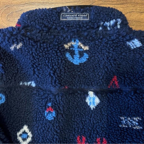 VINEYARD VINES Boys Sherpa Supershep Full-Zip Snowflake-Navy Coastal Jacket NWT - Picture 6 of 8